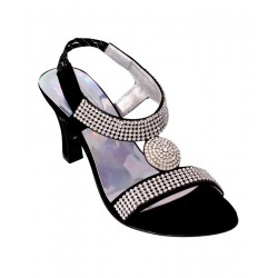 High Class Silver Decoration Black Sandals RG-044